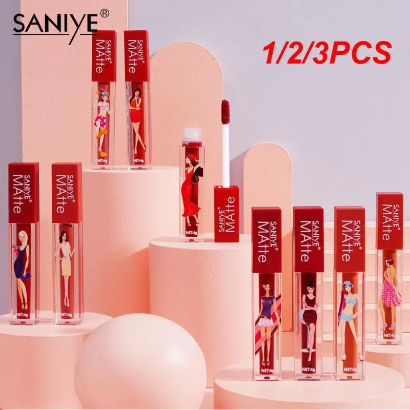 Impermeável de longa duração Lip Gloss tubo, antiaderente Cup esmalte, matiz beleza, lábios maquiagem, cosméticos, 9 cores, 1 pc, 2 pcs, 3pcs