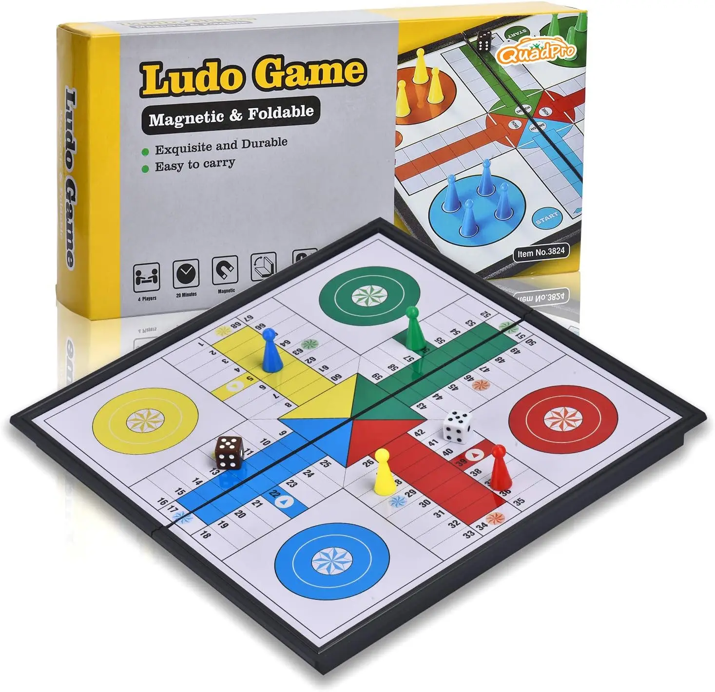 

Magnetic Ludo Board Game Set with Folding Board Classic Travel Games for Kids and Adults - 9.84 Inches