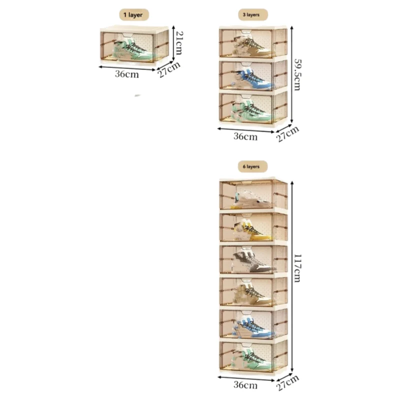 1pc/Folding Shoe Box, Transparent Multi-Layer Household Shoe Rack, Installation-Free Side-Opening Dust-Proof Shoe Box