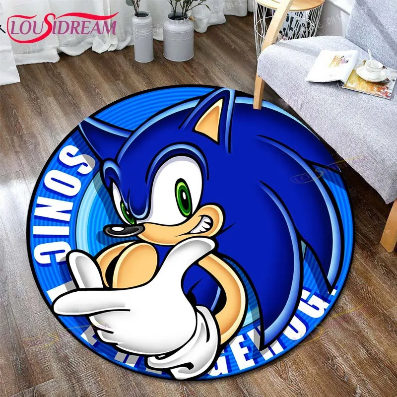 Nieuwe Cartoon Sonic Ronde Tapijt Anime Egel Actiefiguren Kinderkamer Slaapkamer Vloermatten Decoratie Props Levert Gift