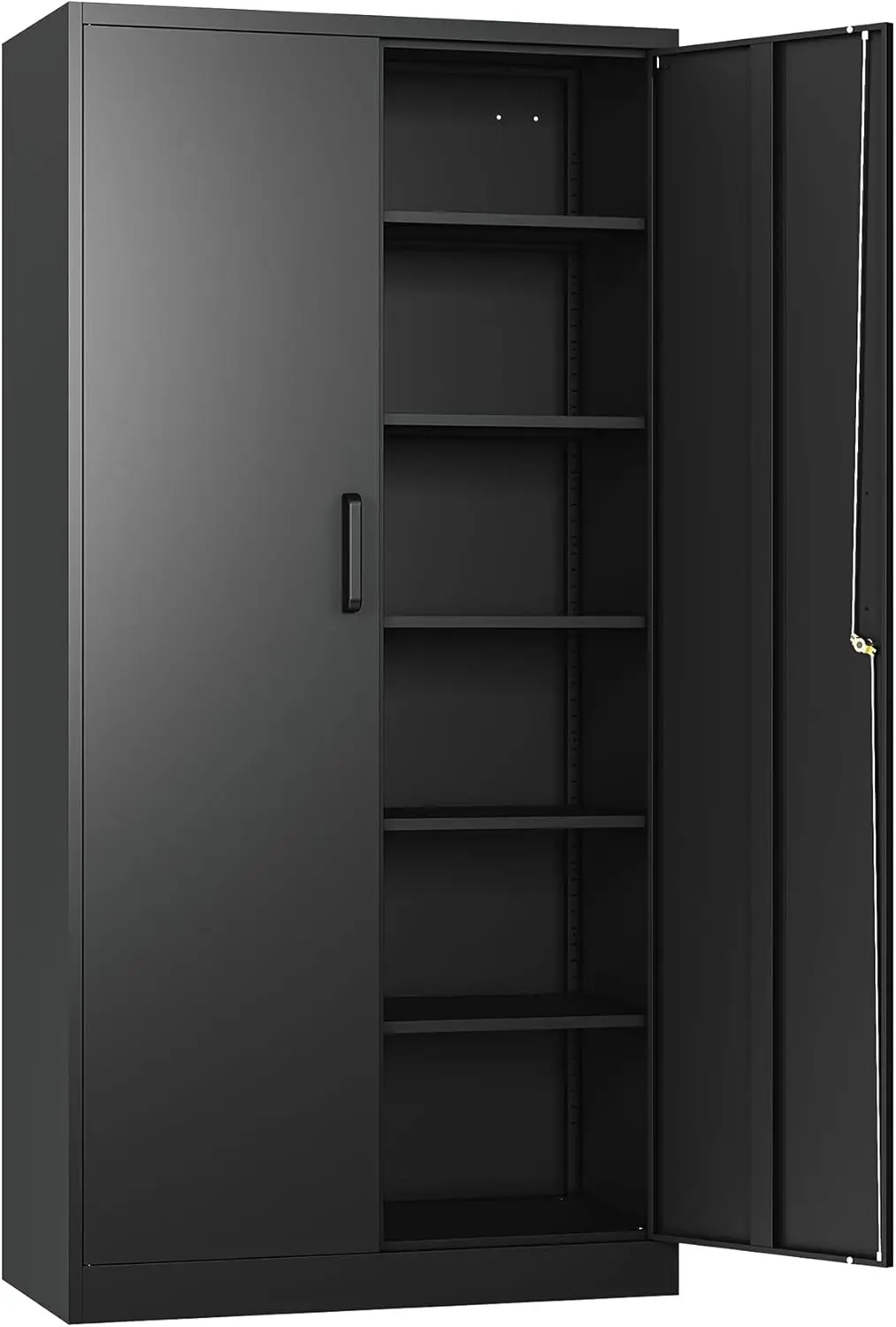 

Metal Storage Cabinet with 2 Doors and 6 Shelves,Black Metal Cabinet with Lock,71" Lockable Garage Storage Cabinet,Locking Stora