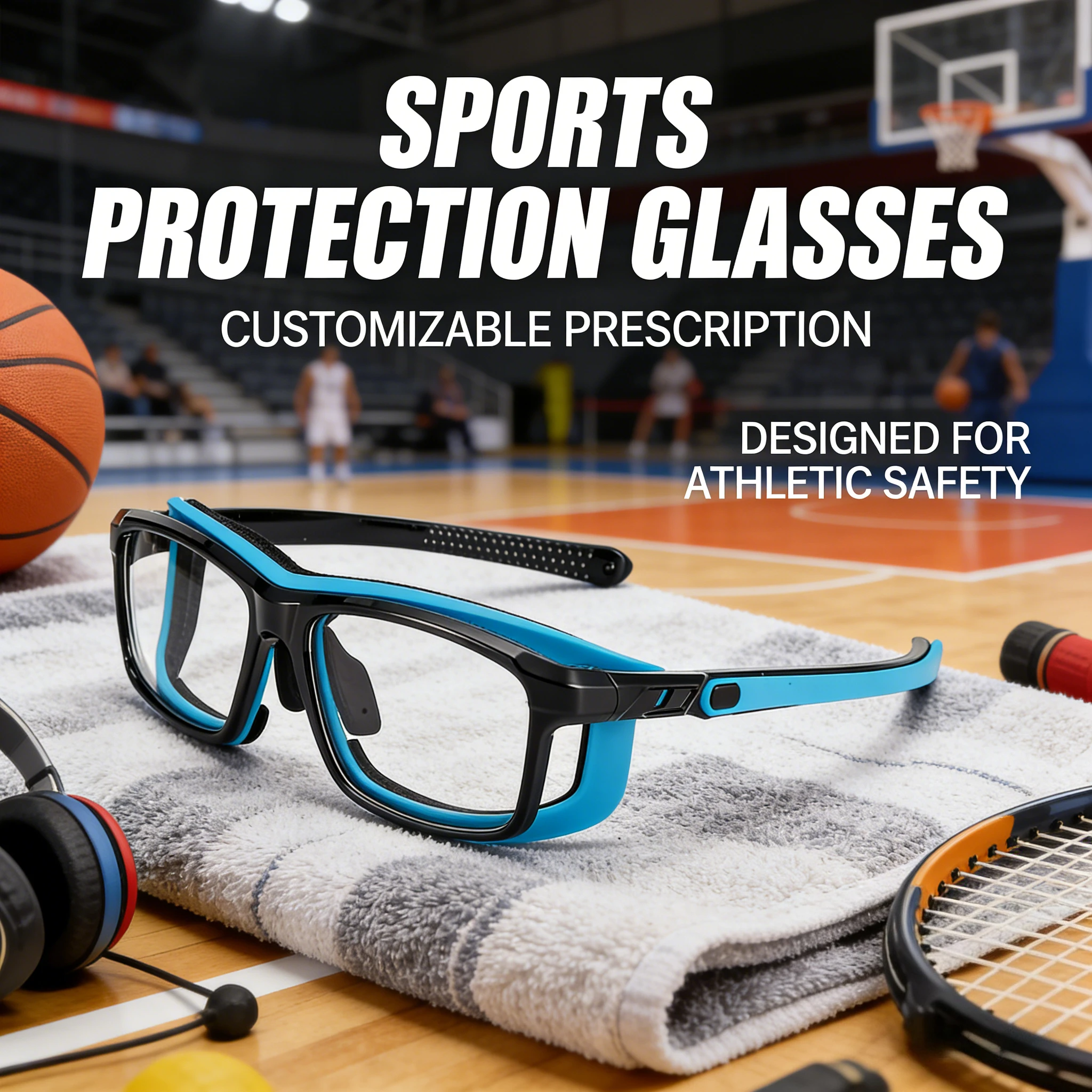 

2026 New Sport Safety Eyeglasses Outdoor Riding Basketball Sports Eyewear Goggles Customizable Prescription Lenses with Box
