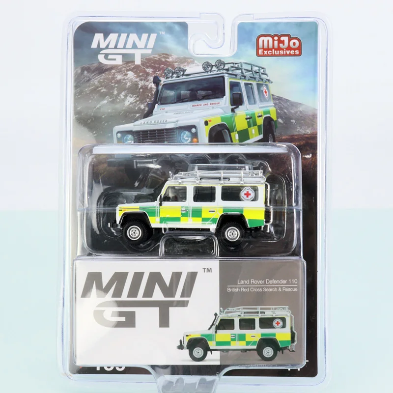 

TSM Mini gt 1/64 minigt 159 Land Rover Defender 110 British Red Cross Search Rescue Die-cast alloy car model toy collection gift