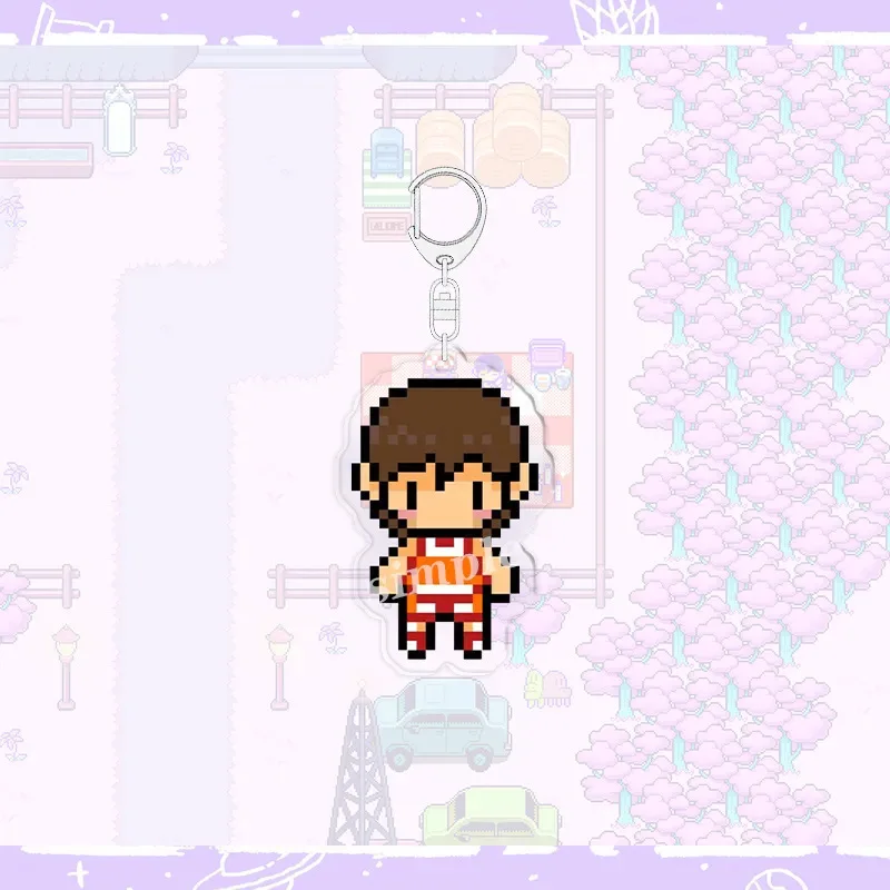 سلسلة مفاتيح لعبة كرتونية أكريليك من أوموري ، أوموري ، شخصية بكسل ، حلقة مفاتيح ممتعة ومبتكرة ، Kel Hero ، قلادة ريحان ماري مشمسة ، إكسسوارات حقيبة سيارة