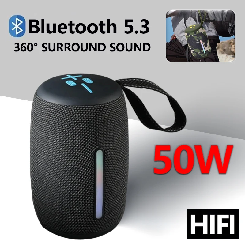 Мощный Bluetooth-динамик 50 Вт, портативный уличный сабвуфер HiFi TWS, беспроводной 3D объемный звук, громкоговоритель для кемпинга и вечеринки P Pro3