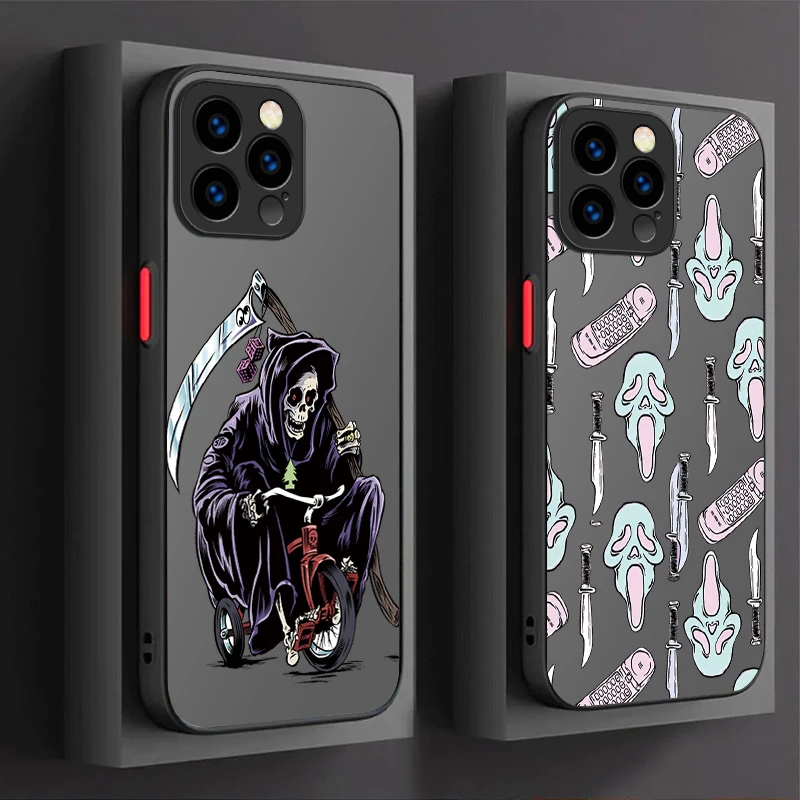 Terrify Skeleton Scream Art Case For iPhone 15 14 13 12 11 Pro Max mini X XR XS 7 8 6 Plus SE 2020 Matte Hard Shockproof Cover