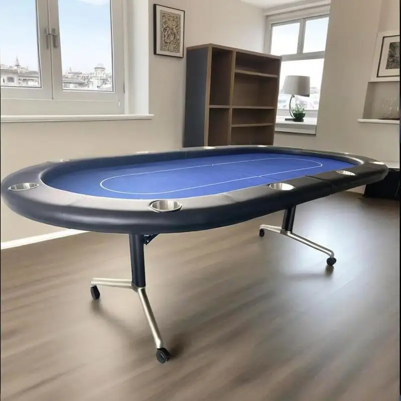 

94" Foldable Poker Table for 10 Players - Blue Design