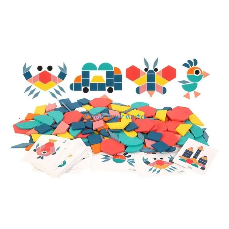 090B لغز ثلاثي الأبعاد شكل خشبي لغز لعبة للأطفال قوس قزح هندسية لغز لعبة للطفل غرامة المهارات الحركية لعبة رياض الأطفال هدية #5