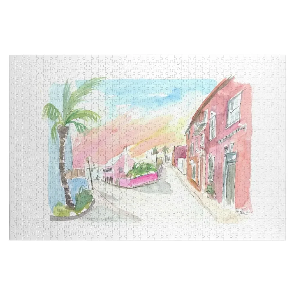 

Sunny Bermuda Street Scene In St George's Jigsaw Puzzle Custom Customized Gifts For Kids Personalized Toys Puzzle