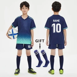 Boys Football Jersey tracksuit Child Soccer Sports Uniforms Kids Play Ball Sportswear Kits vest children's football suit Socks