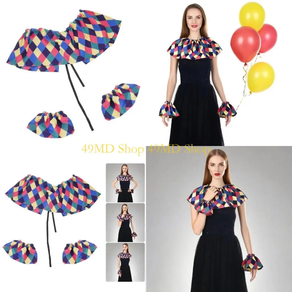costume-clown-49md-ensemble-chale-poignets-pour-fete-d'halloween-pour-enfants-adultes