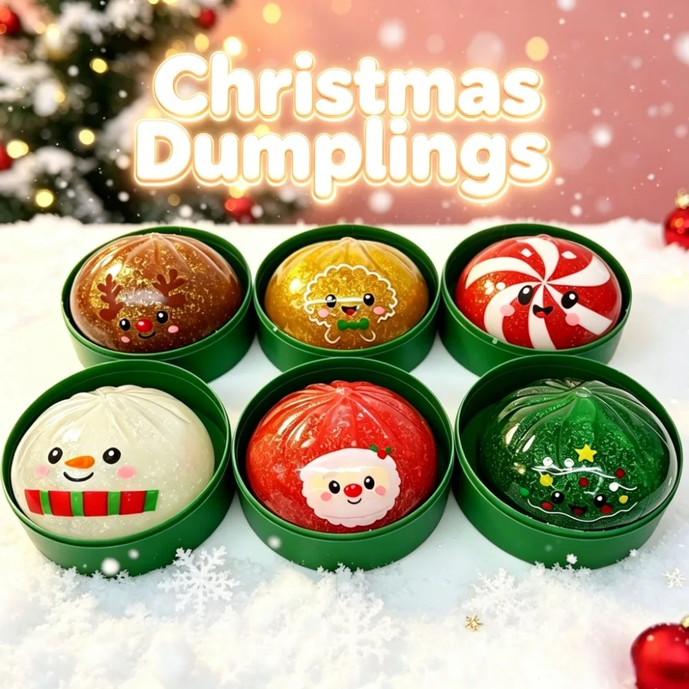 Niedliches Weihnachts-Bun-Squeeze-Stressabbau-Spielzeug, Quetschbares Bun-Spielzeug zum Stressabbau, Büro-Greifspielzeug, Geschenk, Schreibtischdekoration – Detail 1