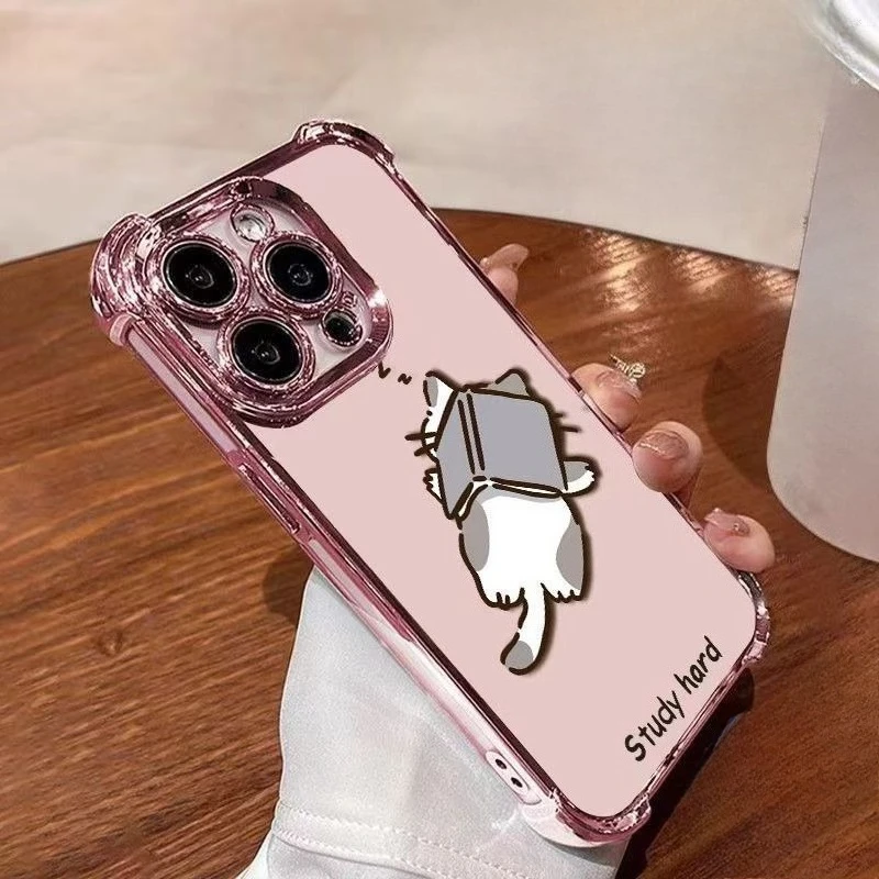 

Cute Cat Cartoon Phone Case For Infinix Hot 60 50 40 Pro Plus 60i 50i 30i 30 Play NFC Luxury Frame Four-corner Back Cover
