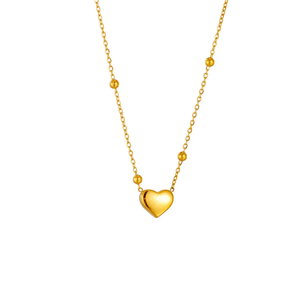 

New Punk Tiny Heart Pendant For Women Gold Color Stainless Steel Choker Beads Chain Necklace Female Jewelry Christmas Gift 2025