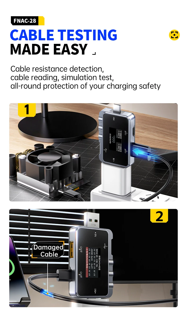 FNIRSI FNB58 FNAC-28USB Tester Typ-C Voltmeter Amperemeter Schnellladungsprotokoll-Trigger Wellenform-Kapazitäts-Powerbank-Messgerät – Detail 19