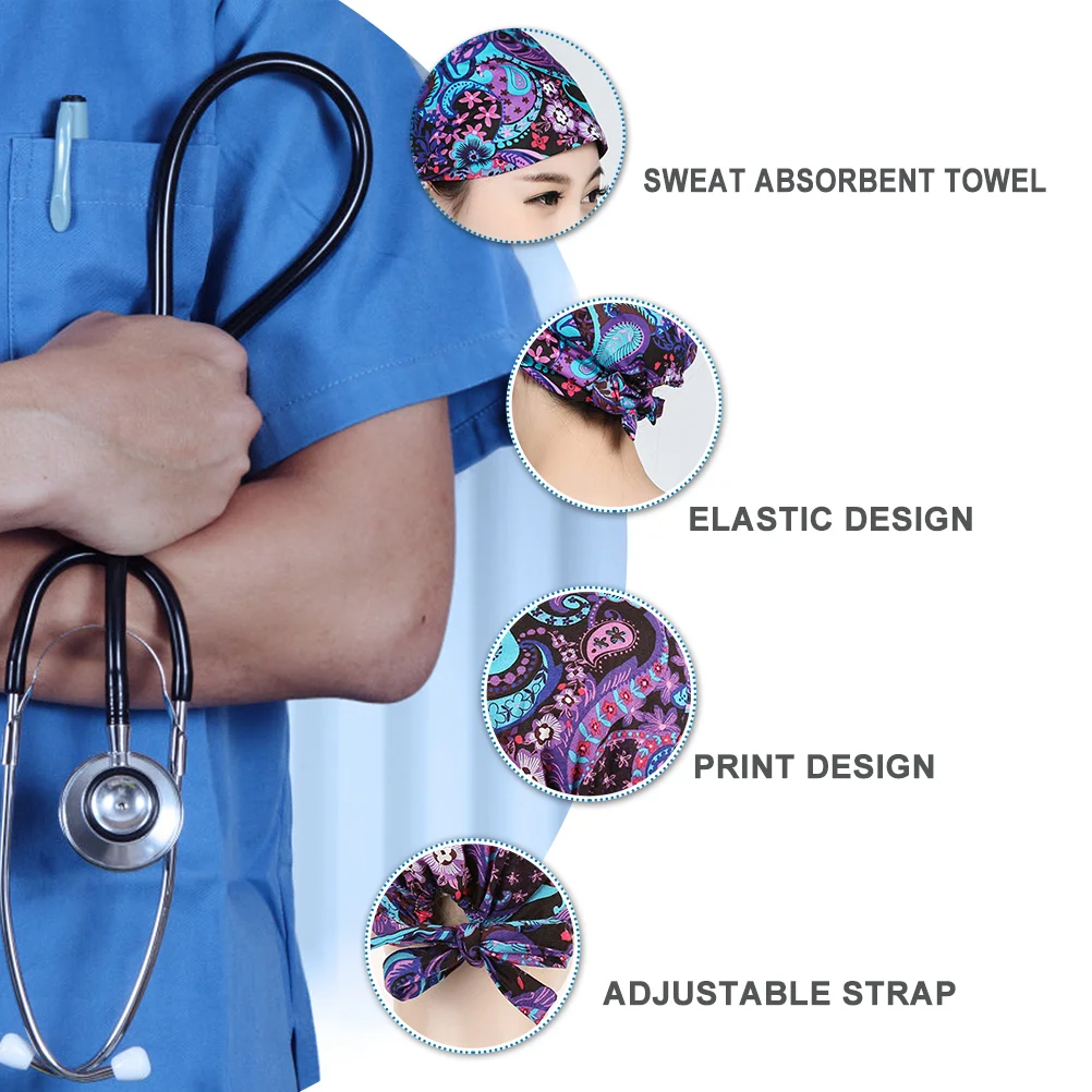 Cotton Operating Room Flower Printing Work for Woman Lady Female (Purple)