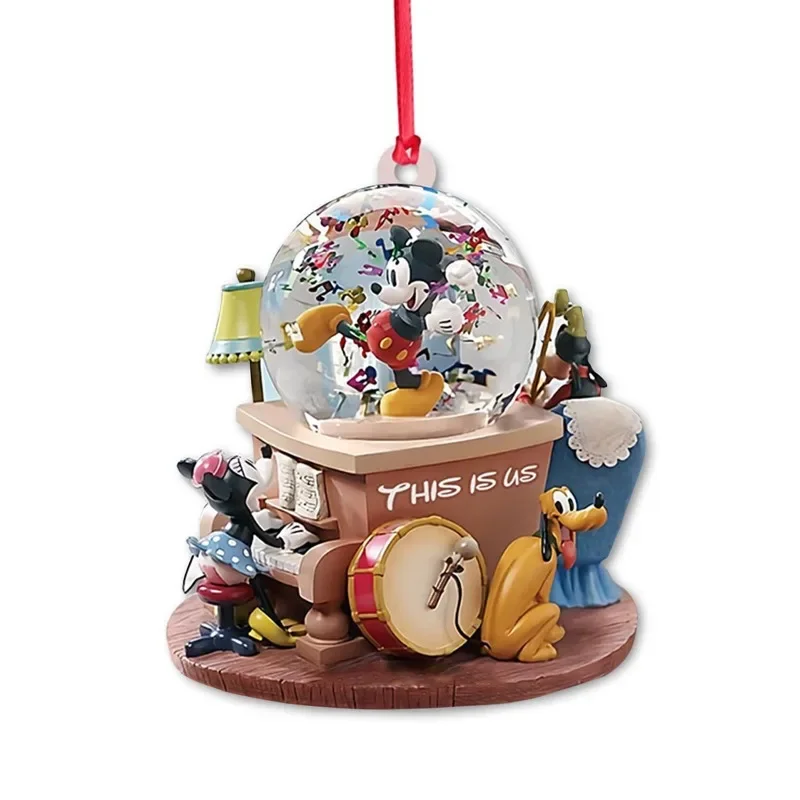 Disney Mickey Christmas Pendant Anime Car Hanging Home Tree Pendant Cute Home Decoration Window Car Ornament Backpack Ornament