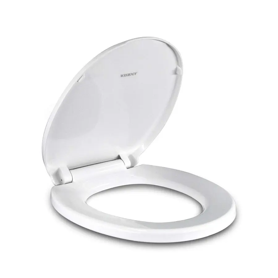 

Seat Round with NonSlip Seat Bumpers, Universal QuietClose Toilet Lid, Never Loosen and Easy to Install, Durable Plastic, White,