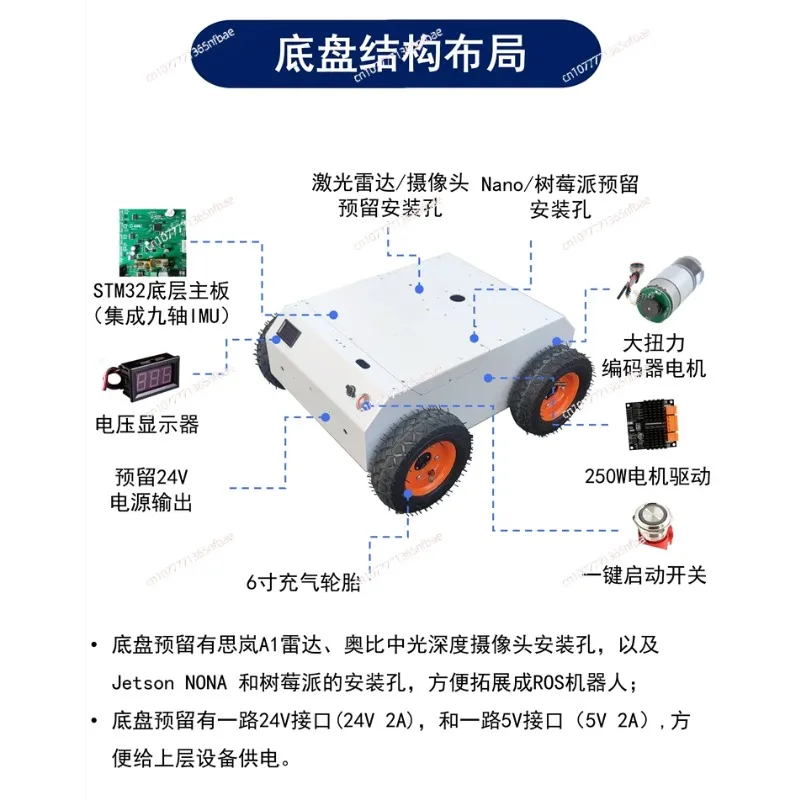 4-Wheel Drive Robot Chassis - Encoder Motor Metal Chassis Pneumatic Tires for RC Car Heavy Load