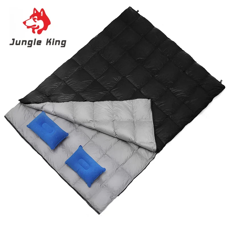 JungleKing-saco de dormir doble para acampar al aire libre, saco de dormir de plumón de ganso cosido, CY2020A, Invierno