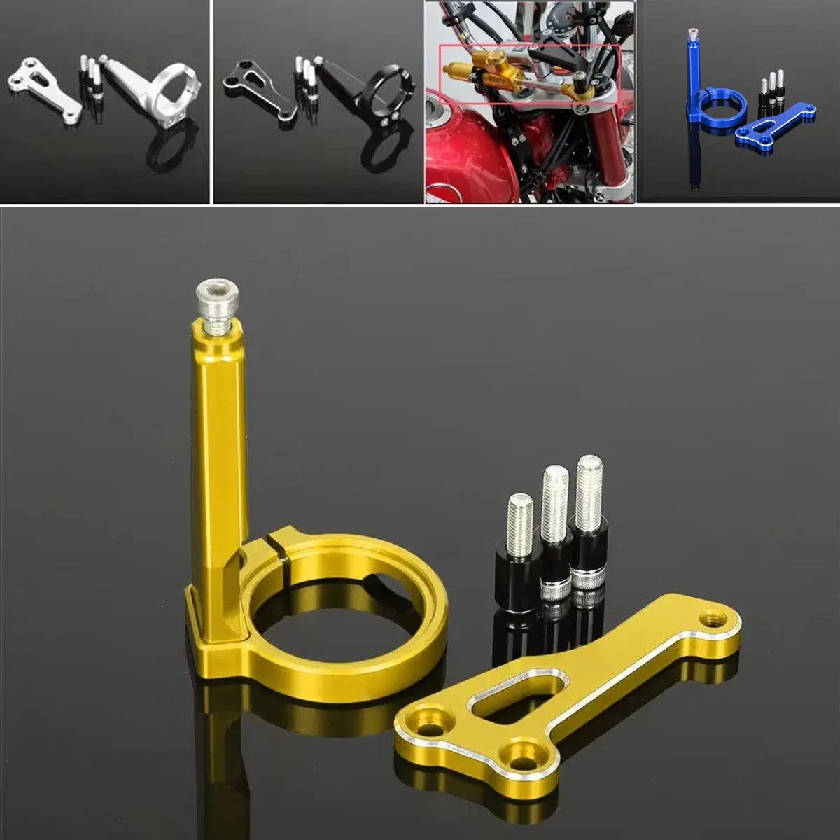 CNC 6061 Aluminum Front Steering Damper Stabilizer Mounting Bracket Grip for HONDA MONKEY 125 2018-2024 Motorcycle Accessories