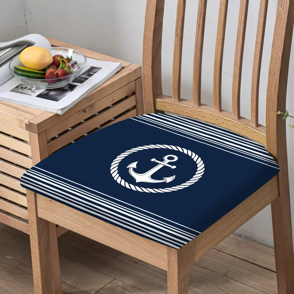 2/4/6pcs Chair Seat Slipcover,Nautical Anchor Print Elastic Chair Cover for Dining Room, Washable Modern Furniture Protector