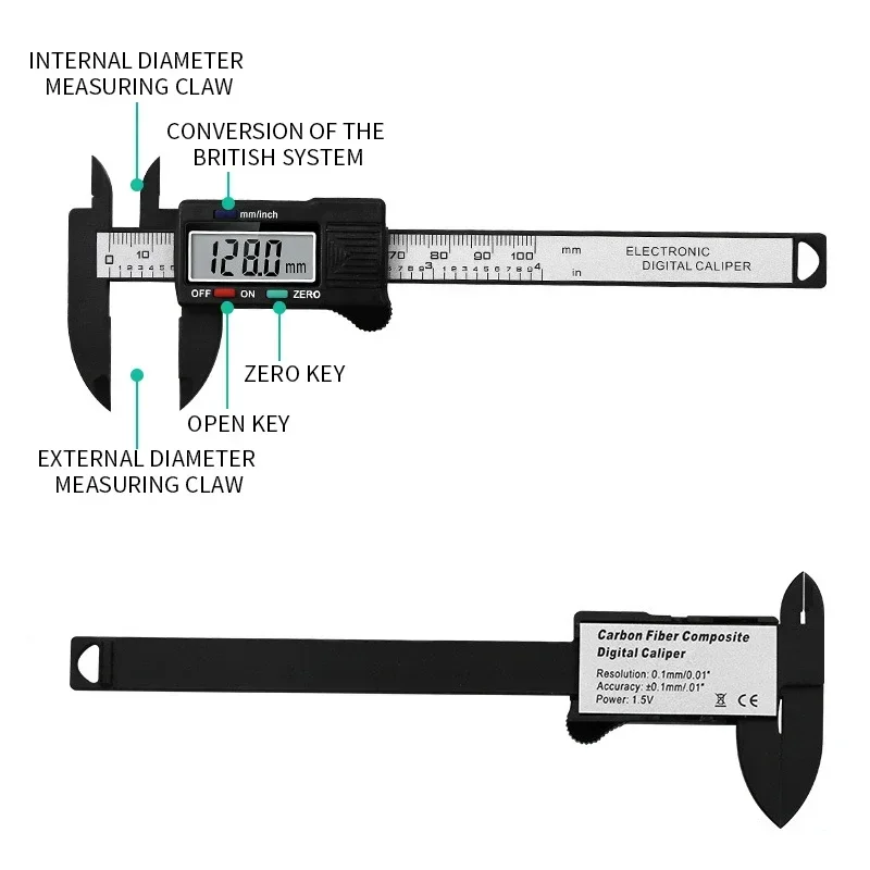 Eyebrow Ruler Digital Electronic Vernier Caliper LCD Micrometer Measurement Means 150mm Measuring Tool