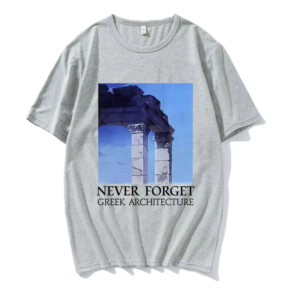 2026 NEVER FORGET GREEK ARCHITECTURE T-Shirts für Männer und Frauen, übergroße, kurzärmelige T-Shirts mit Rundhalsausschnitt, Unisex-Mode, Streetwear-Tops – Detail 5