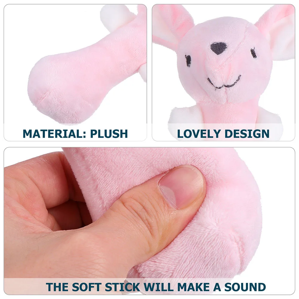 2 Stuks Cartoon Dier Gevulde Baby Hand Bel Rammelaars Voor Baby Grip Geluid Ontwikkeling Kwekerij Spelen Fun Baby Pieper stok Speelgoed