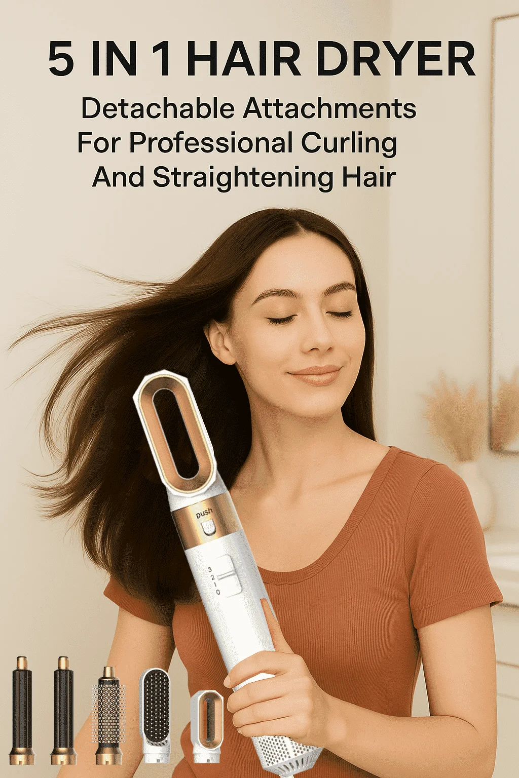 

Фен для укладки волос 5 в 1, электрическая расческа с отрицательными ионами, профессиональная автоматическая расческа для вьющихся волос, прямая расческа для волос, инструмент для укладки, фен