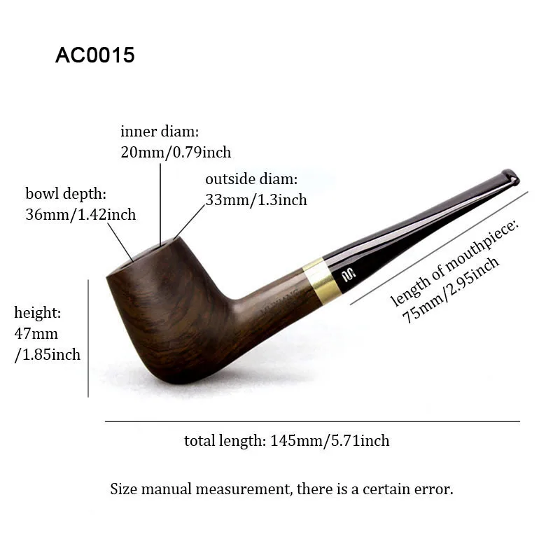 Straight Ebony Wood Smoking Pipe with 9mm Filters,Cigar Pipes,Wooden Smoke Tube,Acessories for Smoker,Boyfriend,Father Gift,Hot