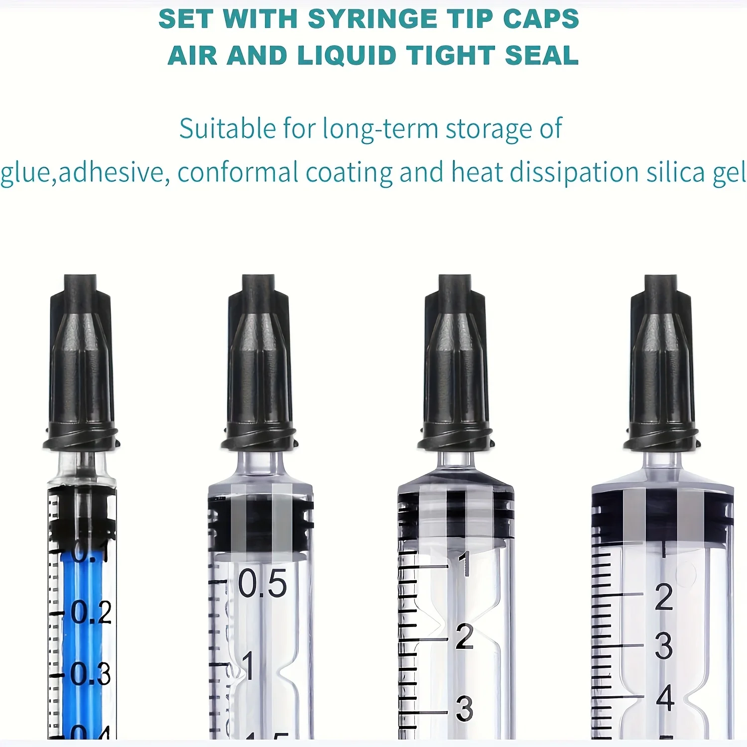 20 Stück 1 ml/3 ml/5 ml/10 ml Spritze mit Kappe, für Klebstoff, Flüssigkeitsverteilung und -messung, Tierfutter, Nachfüllen von Tintenpatronen usw. – Detail 2
