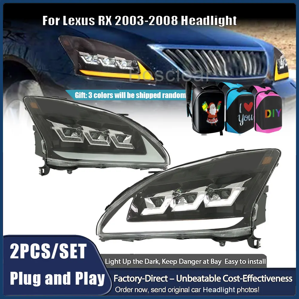 

for Lexus RX RX300 RX350 400H Headlight 2003 2004 2005 2006 2007 2008 Car Accessories Headlamp Plug and Play LED Head Lamp Light