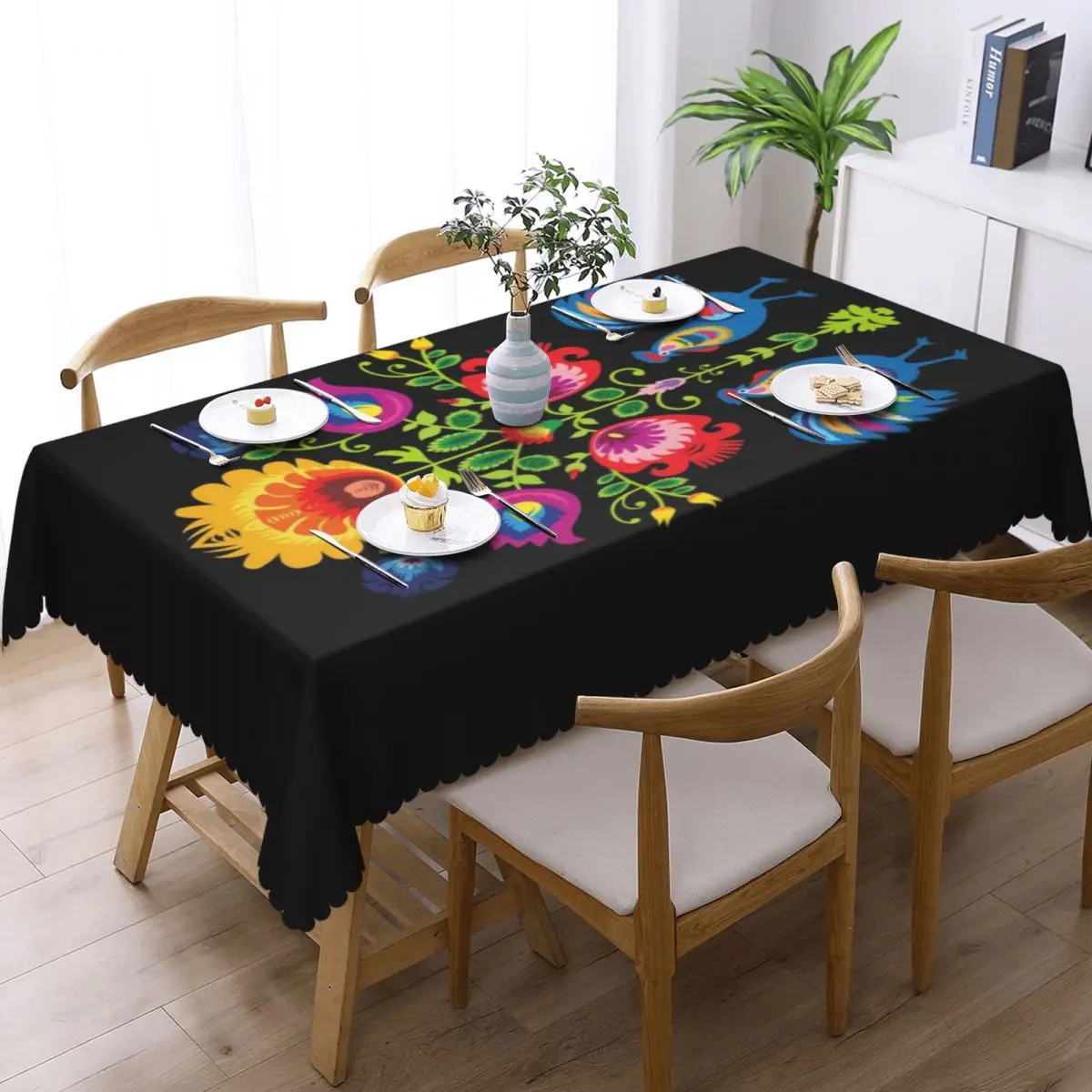 Rectangular Waterproof Oil-Proof Flowers And Roosters Tablecloth Table Covers 40\