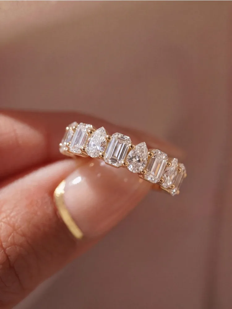 Klassischer 925 Sterling Silber Prächtiger Rechteckiger Birnenförmiger Zirkon-Ring für Damen, Verlobung, Hochzeit, Modischer Hochwertiger Schmuck – Detail 3