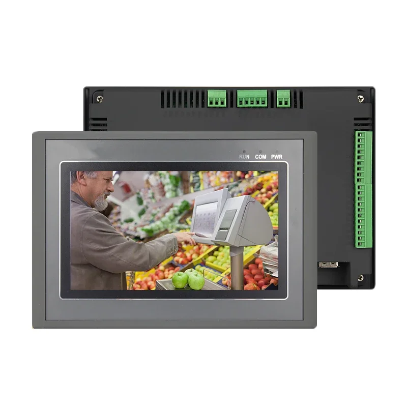 4.3 ''MX2N-43HB-24M HMI PLC الكل في واحد وحدة تحكم متكاملة تتابع الترانزستور الرقمي 12DI 12DO التناظرية 4AI 2A0 0-10V RS232 RS485