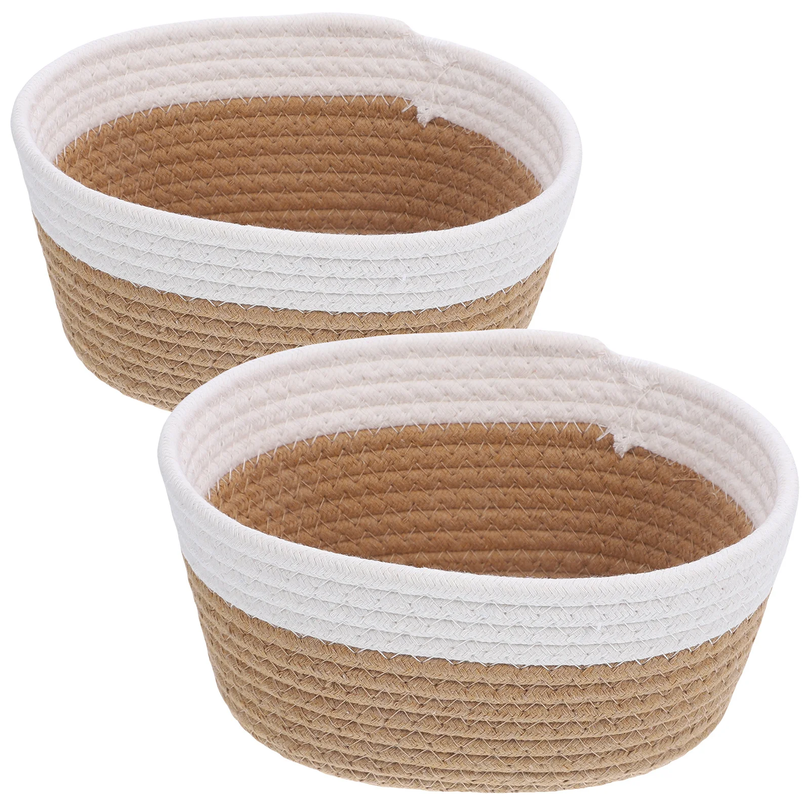 

2Pcs Storage Basket Cotton Rope Woven Basket Decorative Organizer Desktop Sundries Holder Home Supplies Container