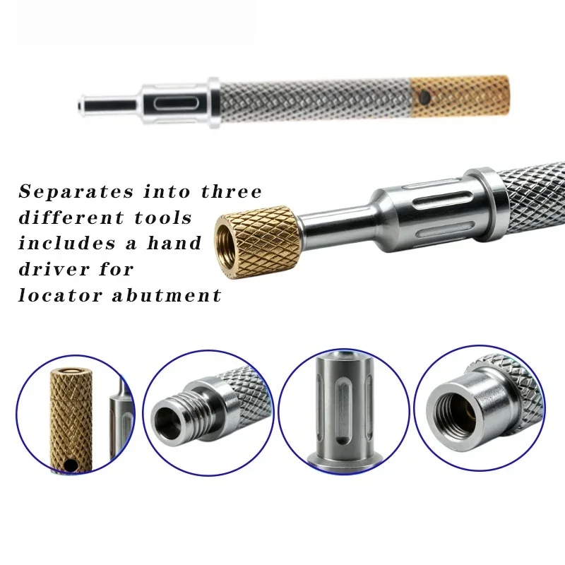1Pcs Dental Implant Locator Core Tool Universal Insertion Extraction Tool Remove Locator 3 in 1 Core Tool Metal Handle