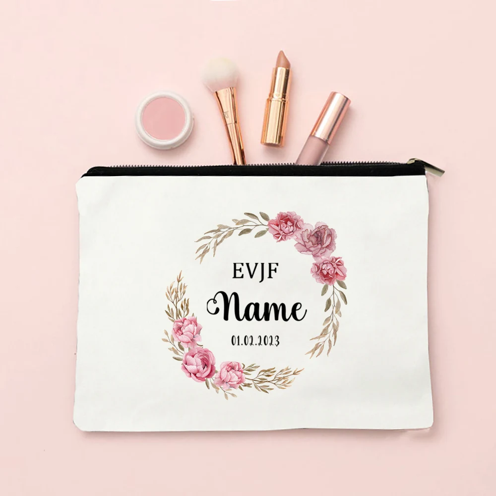 Custom Name Bride Bachelorette Party  Cosmetic Case Personalized EVJF Makeup Bag  Monogram Toiletries Pouch Gifts for Bridesmaid