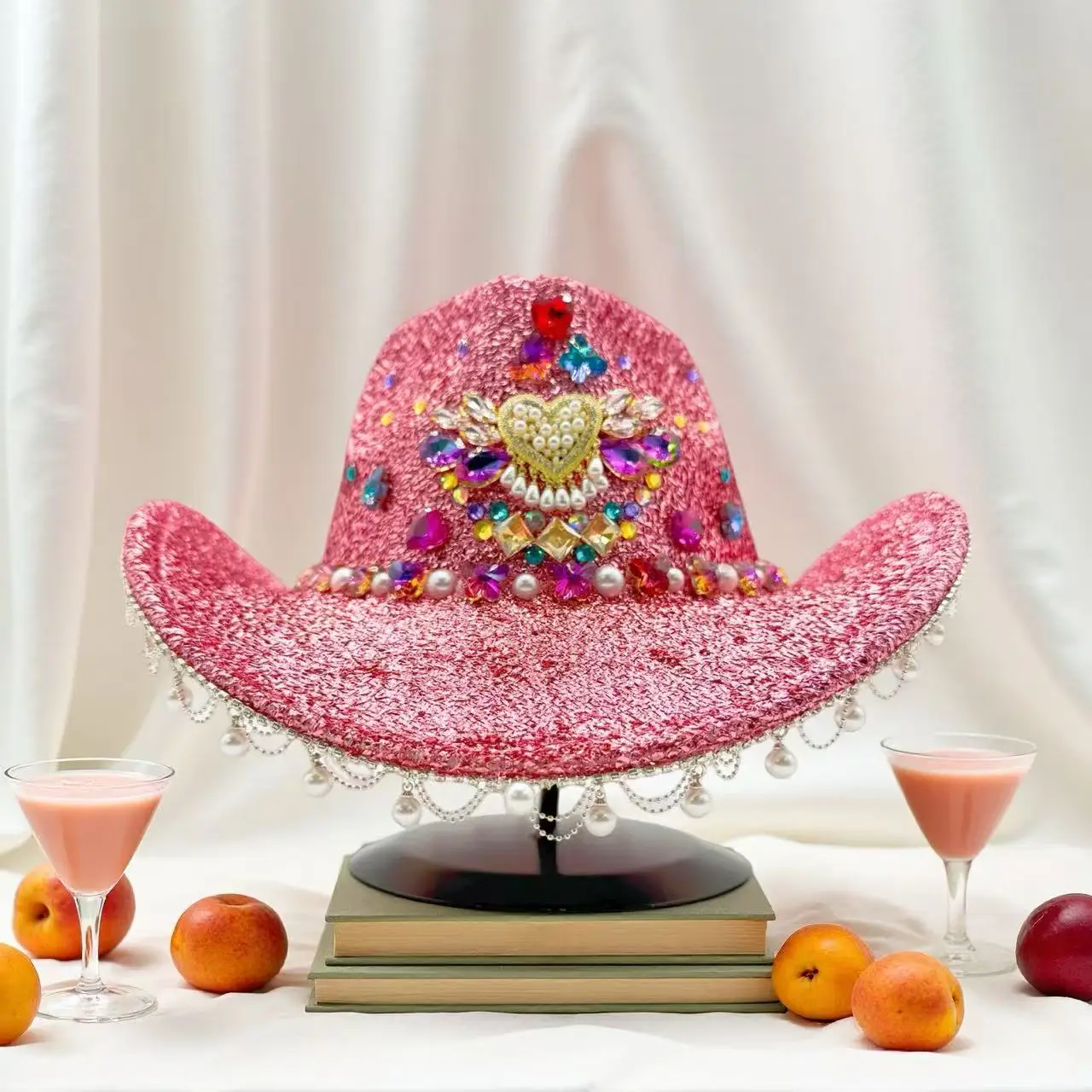 

HongLuan Western Pink Luxury Cowboy Hat Rhinestone Woman for Cowgirl Costume, Cowboy Hats Women & Cowboy Accessories for Man