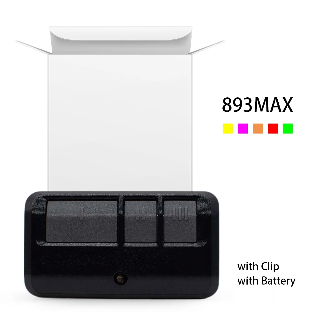 893MAX For Garage Door Openers Remote Control with Visor Clip Gate Operators