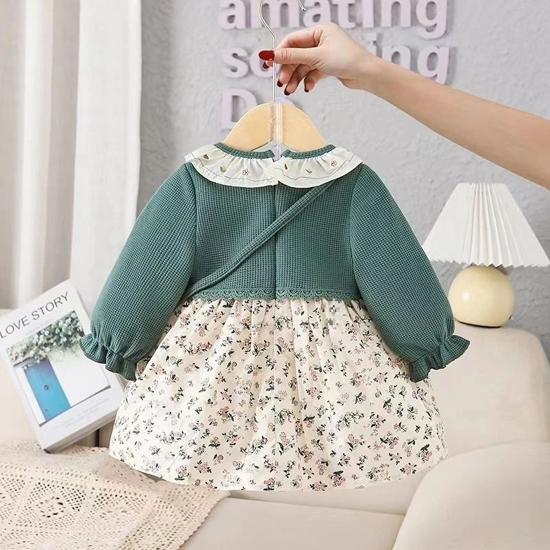 

Girls' Spring Dress2026New stylish children's floral princess dress set for one-year-old baby, suitable for spring and autumn