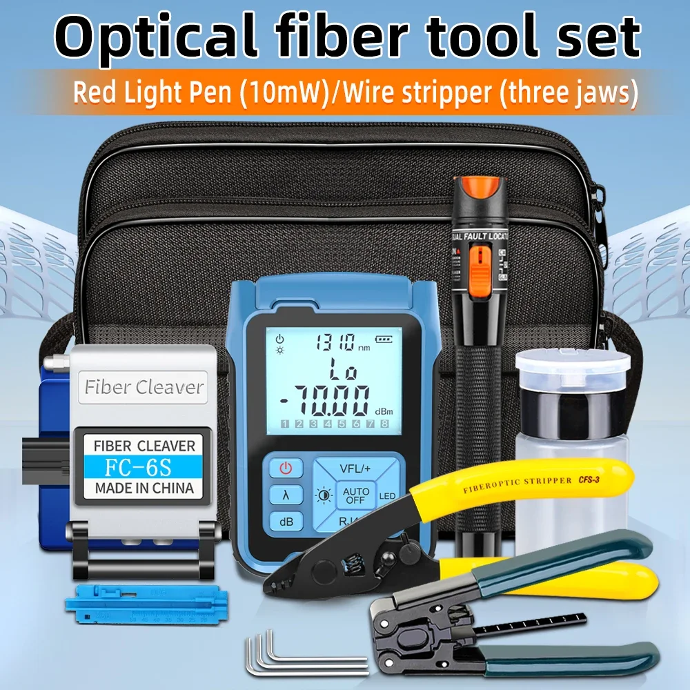 

SAIVXIAN Optical Power Meter and 10mw Visual Fault Locator MINI OPM chargeable FC-6S Fiber Cleaver FTTH Fiber Optic Tool Kit
