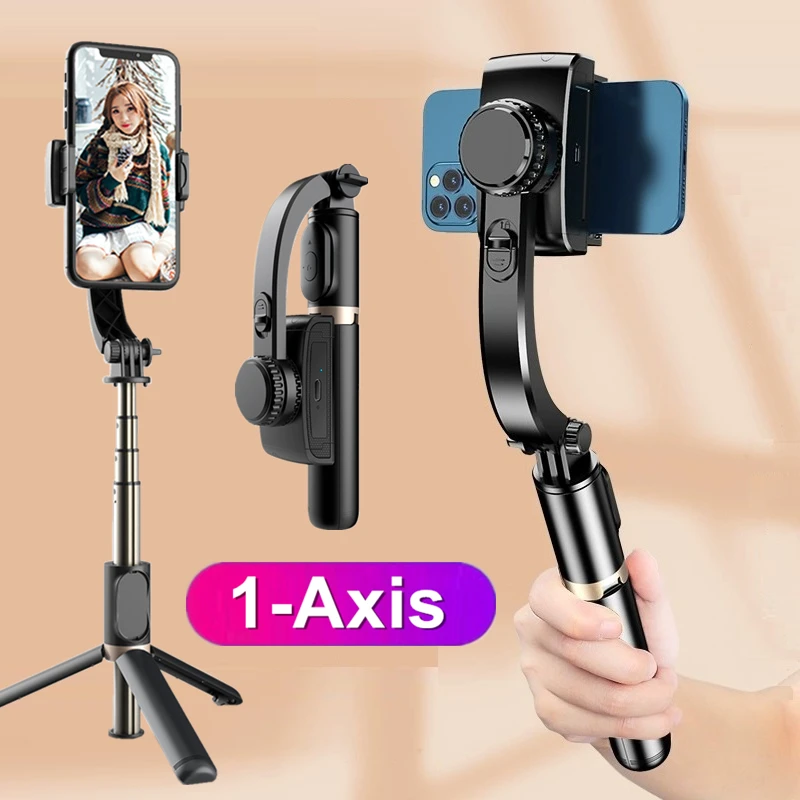 

Travel Anti Shake Video Gimbal 1-Axis Smartphone Stabilizer Tripod Bluetooth Selfie Stick for Mobile iPhone Vlog Video Shooting