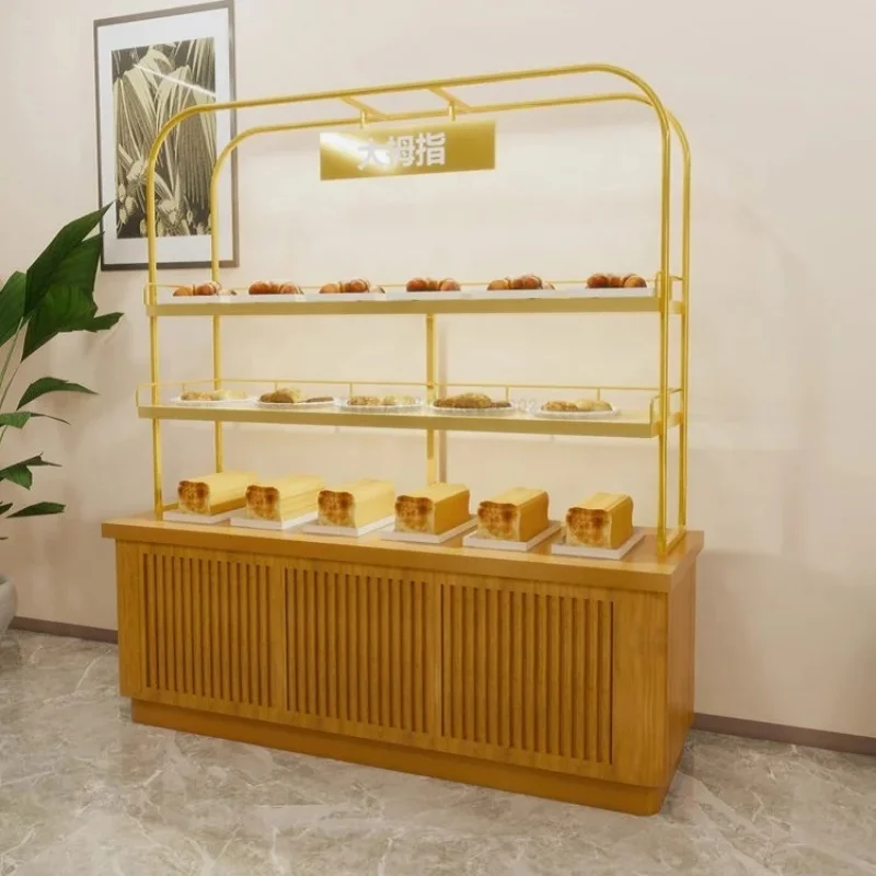 custom.Custom Design Bakery Display Cabinet Bread Showcase Cafe Store Counter Shop Furniture Display Racks view 6