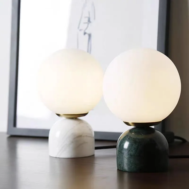 

Nordic Marble Round Table Lamp Living Room Bedroom Bedside Lamp Simple Designer Art Creative Small Table Lamp Decorative Lamp