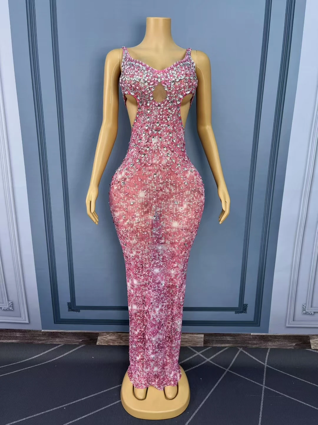 مثير السباغيتي حزام حجر الراين عيد ميلاد الزفاف مساء Bodycon فستان المرأة عشاء ثوب قطع مأدبة نادي حفلة فستان ماكسي