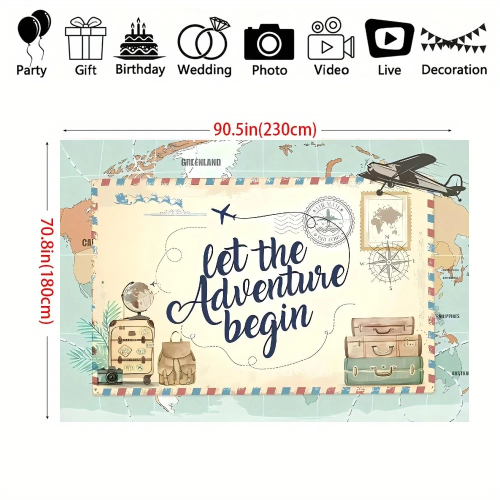 قطعة واحدة من مغامرات المبادئ - خلفيات بوليستر متعددة الاستخدامات للحفلات ذات طابع السفر وتصوير الصور، مع خرائط العالم والطائرة pa #3
