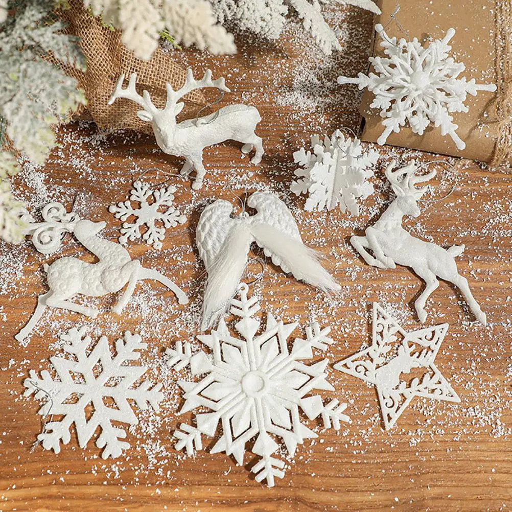 Christmas Tree Hanging Pendants Glitter Small Xmas Deer Oranments Xmas Elk Merry Christmas Decor Happy New Year 2025