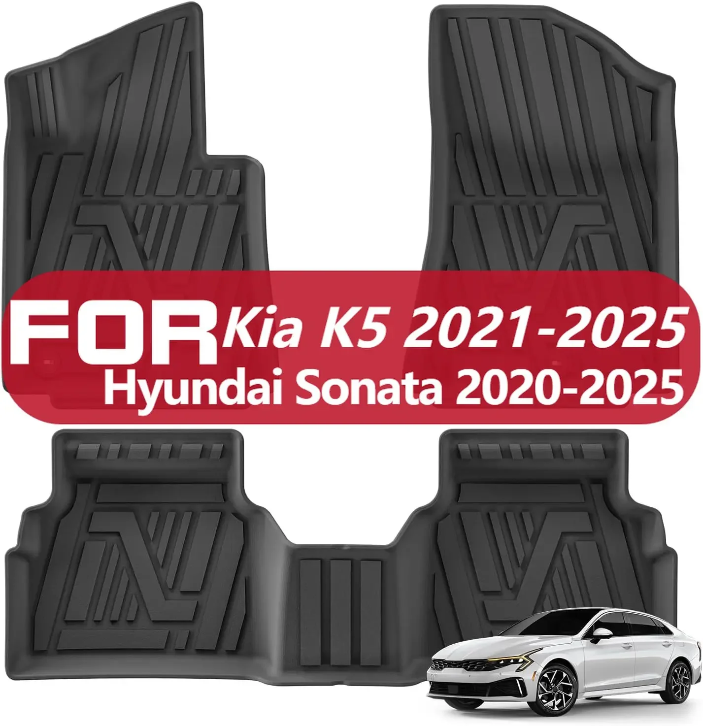 

Floor Mats For Hyundai Sonata 2020-2025 / Kia K5 (Only Fit FWD Models) 2021-2025 TPE All Weather Floor Liners 1st And 2nd Row